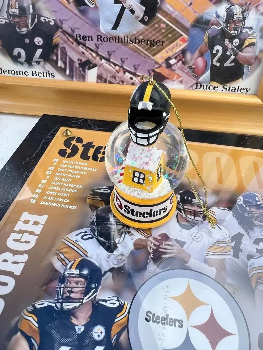Pittsburgh Steelers Snow Globe Ornament Gingerbread House